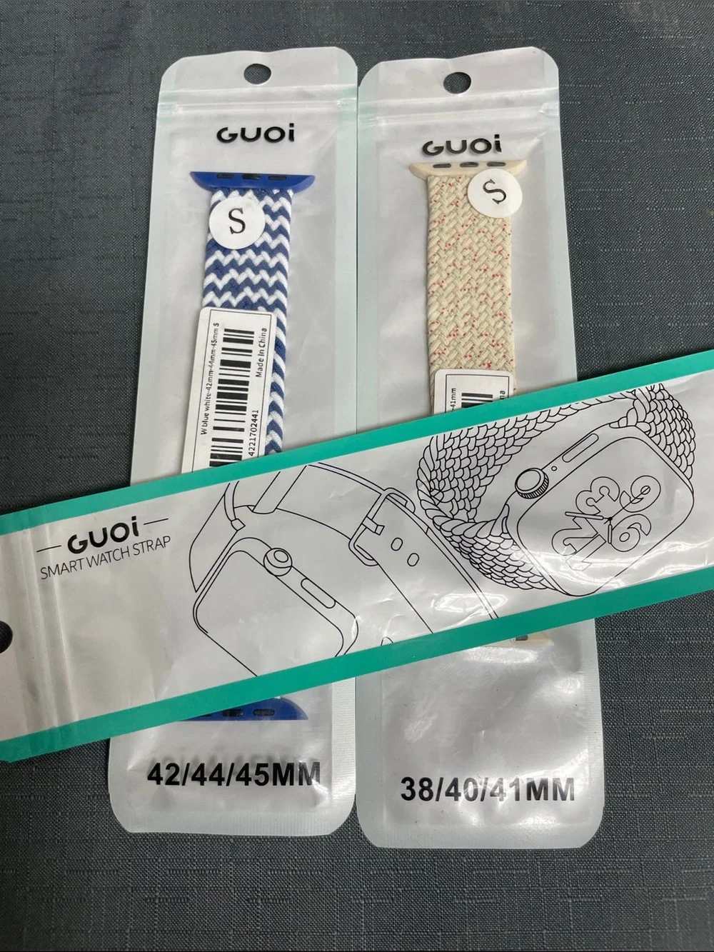 GUOI Unisex Woven Stretch Watch Bands Lot of 3 Size Small